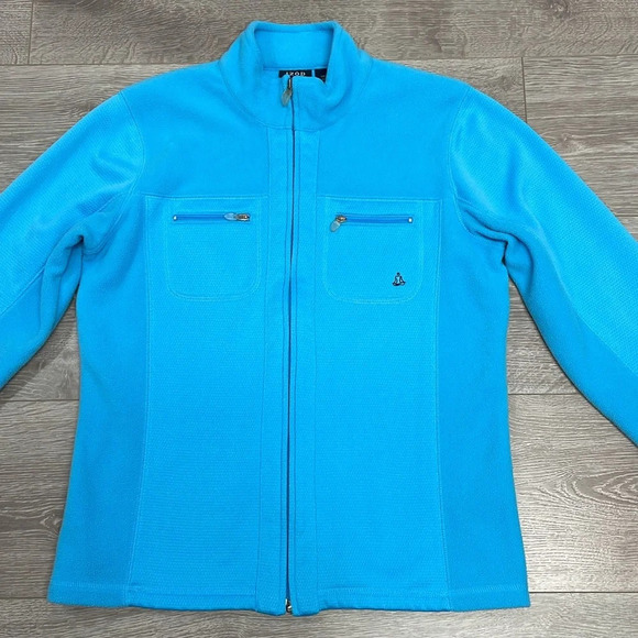 Izod Yoga Full Zip Fleece Jacket Aqua Blue M - Picture 3 of 16